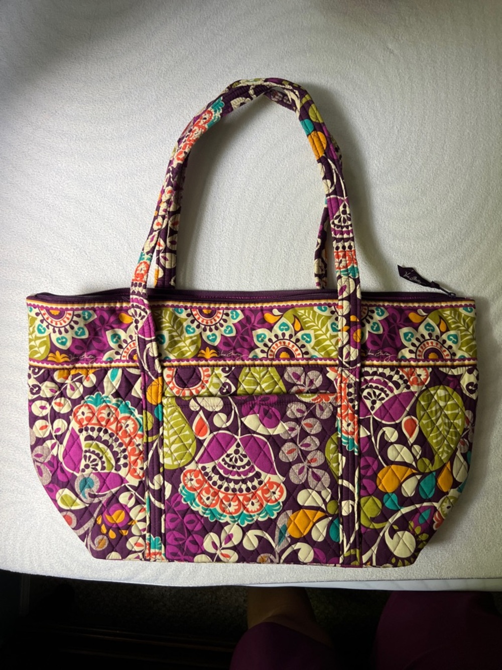 Vera Bradley Quilted Plum Crazy Print Tote